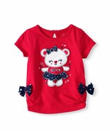 Walmart Brand Baby Girls 3-D Bow Shirt Size 3-6 Months Red Bear Cutie NEW - €8,67 EUR