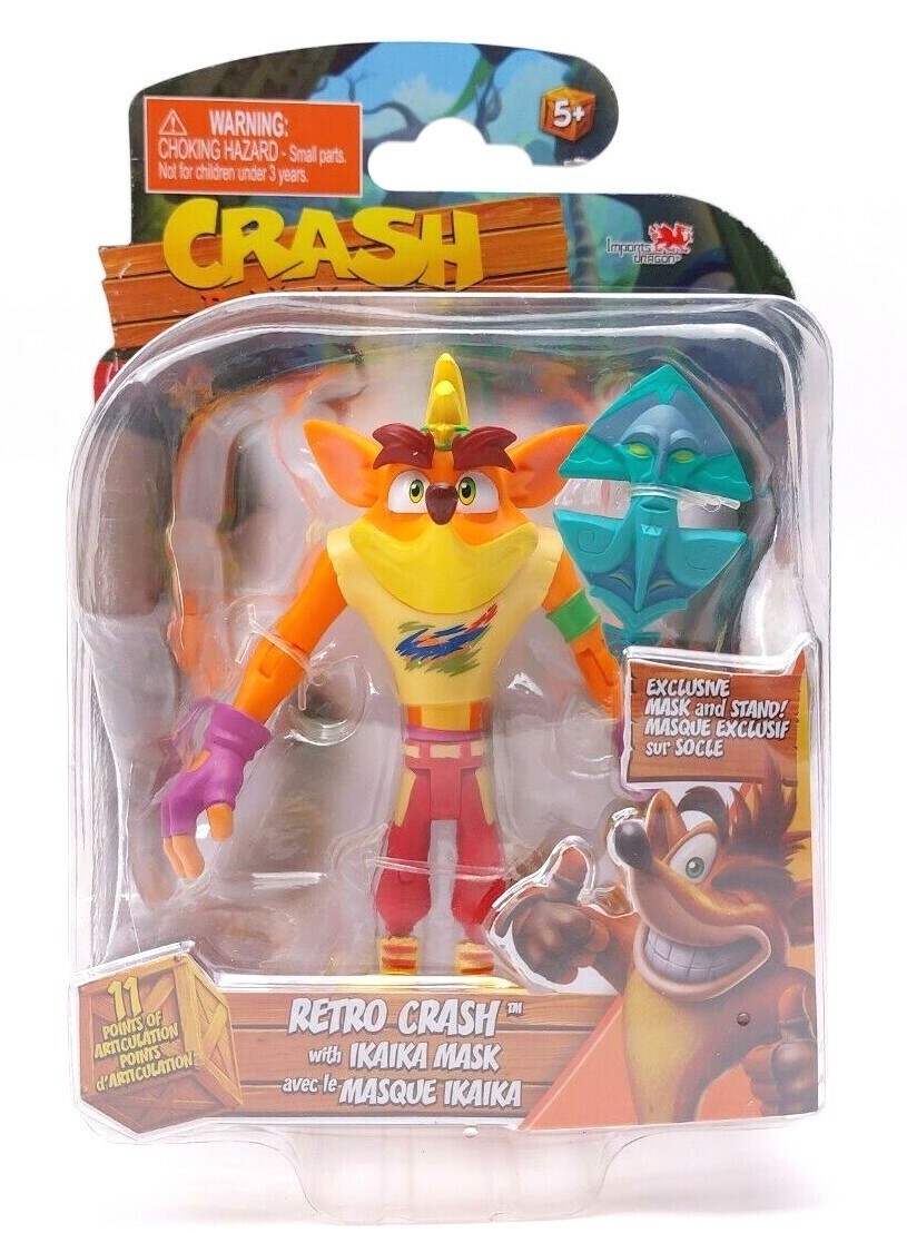 Crash Bandicoot Retro Crash w/ Ikaika Mask 5&quot; Action Figure Wave 1 *IN H... - $14.91