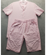 Coofandy 2 Piece Set Womens Size XL Pink Rayon Short Sleeve 1/4 Button C... - $31.66 CAD