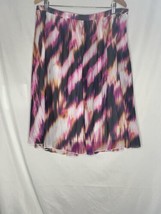 Worthington Skirt size 14Pink Purple Black Pleated Sheer Chevron Knee Modest - £10.91 GBP