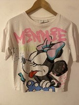 ZARA Disney Girls Short Sleeve T-Shirt Minnie Mouse Graffiti Tee Size 13-14 - £11.69 GBP