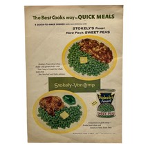 Stokely&#39;s Van Camp Sweet Peas Vintage Print Ad 50s Vegetables Kitchen Decor - $19.88