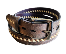 Twisted X Western Cowboy Ranger Tooled Leather Belt Whip Stitch Center Size 44 - £26.80 GBP
