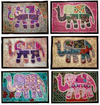 Lot of 05 Christmas Decor Vintage Cotton Wall Hanging Ethnic Elephant Tapestry  - £66.55 GBP