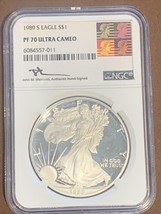 1989 S- American Silver Eagle- NGC- PF70 Ultra Cameo- John Mercanti Signed - £387.90 GBP