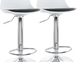 Elama 2 Piece Adjustable Bar Stool in Black and White with Chrome Base, ... - £226.49 GBP