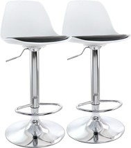 Elama 2 Piece Adjustable Bar Stool in Black and White with Chrome Base, (ELM-836 - £227.14 GBP
