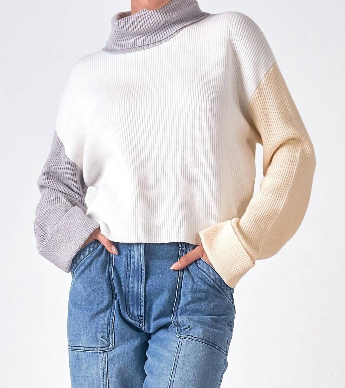 Elan Boxy Colorblock Turtleneck Sweater Top Size M - $51.48