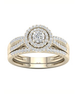 Authenticity Guarantee 
10K Yellow Gold 1/2 ct TDW Diamond Halo Bridal Ring - $779.99