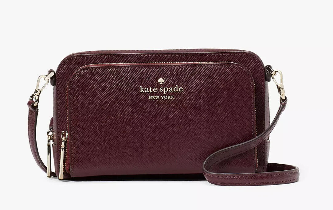 Primary image for New Kate Spade Staci Dual Zip Around Crossbody Grenache with Dust bag included