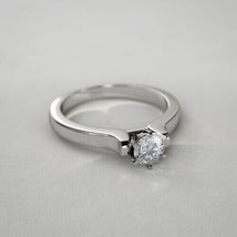 Solitaire 1.25Ct Round Moissanite 14k White Gold Finish Engagement Ring Size 5 - £117.62 GBP