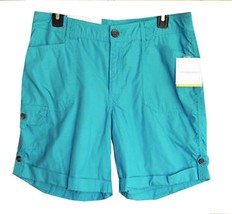 Croft &amp; Barrow Misses Natural Fit Cotton Cuffed Shorts Pagoda Blue 16 - £15.97 GBP