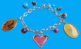 Vtg AAI Bead Charm Heart Paper Doll Rich Reversible Multi Color Toggle Bracelet - £14.78 GBP