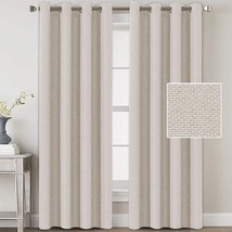 Primitive Textured Linen Burlap Effect Window Draperies 2 Panels Ivory Linen - £47.90 GBP