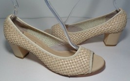 Sesto Meucci Size 8 M PERRINE Cream Leather Open Toe Heels New Women&#39;s Shoes - £232.76 GBP