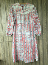 Lanz of Salzburg Tyrolean COTTON FLANNEL Hearts/Flowers Nightgown SZ Small - £14.96 GBP