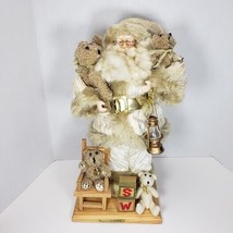 Grandeur Noel 16&quot; Fabric Santa Claus Collectors Edition Christmas Figure w/bears - £29.28 GBP