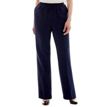 NWT Womens Size 16 Alfred Dunner Navy Blue Twill Elastic Waist Pull On Pants - £13.38 GBP