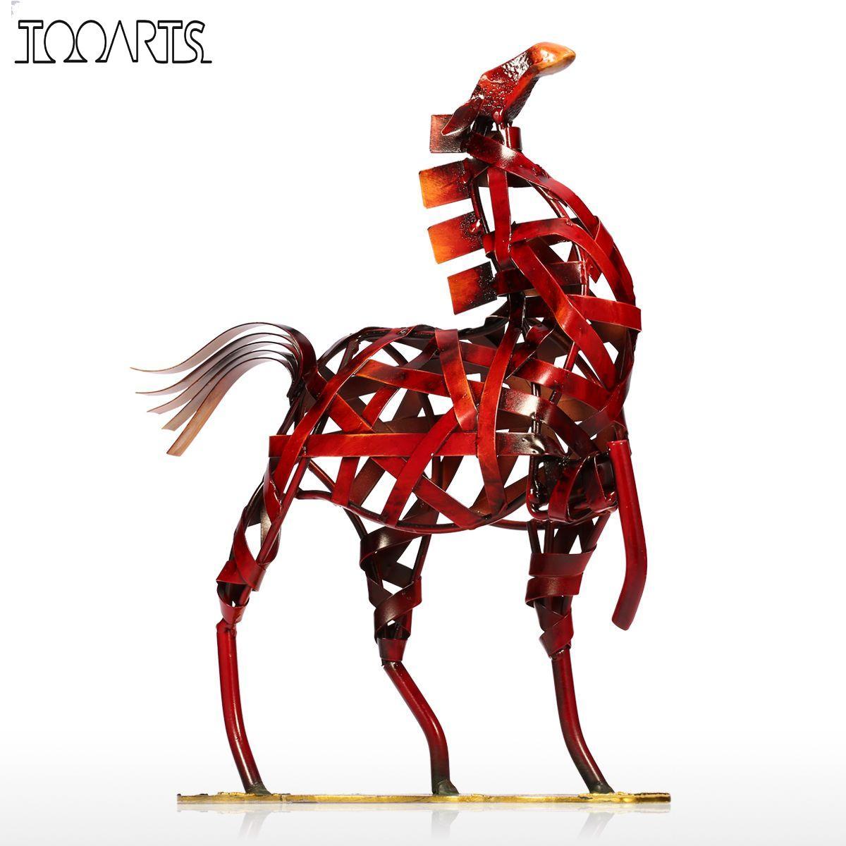  Metal Figurine Modern Metal Vintage Home Decoration Weaving Horse Sculpture ! - $149.95