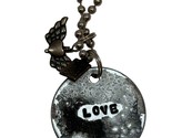 Kate Mesta LOVE  w Winged Heart Charm Dog Tag Necklace  Art to Wear New - £14.99 GBP