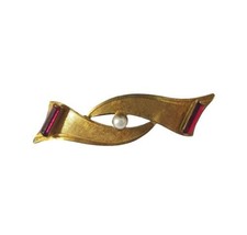 Antique Women&#39;s Brooch Pin Faux Pearl Eye Gold Tone Art Deco Estate Austria - £23.59 GBP