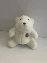 Coca-Cola Polar Bear Plush Coke Bottle Badge White 7&quot; Tall Sitting 1993 Vintage - £8.26 GBP