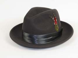 Men's Milani Wool Fedora Hat Soft Crushable Lined FD219 Charcoal Gray image 4