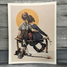 Norman Rockwell Print THE LITTLE SPOONERS Boy Girl Puppy Love Repro 14x11 - €6,92 EUR