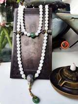 Buddhist mala 108 white jade beads - £359.64 GBP+