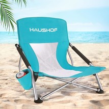 Haushof Low Beach Chair, Mesh Back Folding Chair, Lightweight Low Seat Camping - £48.10 GBP