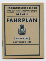 Norddeutscher Lloyd World Fahrplan 1933 Hamburg Amerika Line Routes Ships - £37.46 GBP