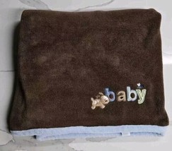 Just One Year Carter&#39;s Fleece Baby Blanket Brown Puppy Dog Bumble Bee Bl... - £23.32 GBP
