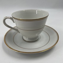Essence by Brentwood Foot Cup and Saucer  White Gold Trim Edge - £7.11 GBP
