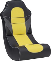 Linon Black Faux Leather with Yellow Mesh Lars Rocking Gaming, Black &amp; Y... - $202.99