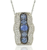 1 Ct Lab-Created Sapphire &amp; Diamond Drop Pendant Necklace 14K White Gold Plated - £76.07 GBP