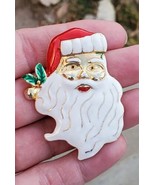VTG Christmas Brooch Santa Claus Enamal Glaze Gold Tone Brooch Pin Saint... - £10.27 GBP