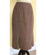 BIACCI Taupe Brown/Beige Knit Tulip Skirt w/ Crocheted Moss Green Godets... - £7.67 GBP