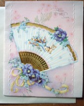 Vintage Wallace / Brown Pansy Accented Fan Get Well Greeting Card 1960s - $4.99