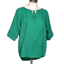 Chico&#39;s Tunic Green 3/4 Sleeve Top Tie Neck Size 1 - £10.97 GBP