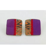 LAUREL BURCH &quot;Naito&quot; Tribal design Enamel Silver-Tone Post EARRINGS - FR... - $25.00