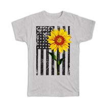 Sunflower USA Flag : Gift T-Shirt Spring America United States Flower Floral - £14.38 GBP