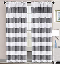 Ellery Homestyle Gray and White Striped Rod Pocket Window Curtains - $30.00