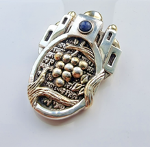 FRANK MEISLER JERUSALEM VINTAGE 925 STERLING SILVER GRAPES BROOCH NECKLACE - $172.26