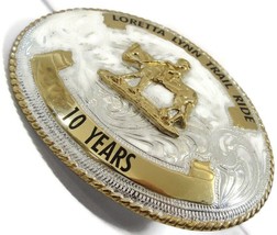 10 Years Belt Buckle Loretta Lynn Trail Ride Horse Crumline Silver Plate... - £135.52 GBP