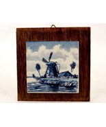 Miniature Blue Delft Hanging Wall Tile, 2&quot; Porcelain on 3&quot; Board, 2&quot; #DL... - $14.65