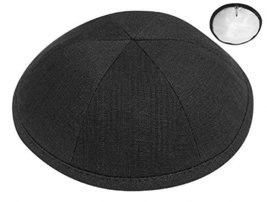 Judaica Place Linen Kippah 7&quot; Diameter - Black - $14.85