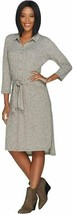 H by Halston Rib Knit Button Front Dress with Tie, Olive, Medium, A300851 - $16.87