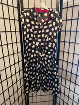 EUC Signature by Robbie Bee Navy Blue &amp; White Polka Dot Dress Size 12 - £17.40 GBP