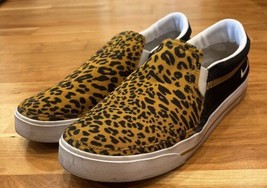 Nike Court Legacy Leopard Women’s 8.5 Tan Black Slip On Sneakers Sf - £22.48 GBP