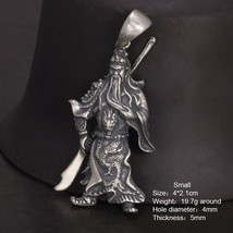 925 Sterling Silver Solid 3D Guan Yu Pendant Antique Retro Type God of Wealth - £95.80 GBP+